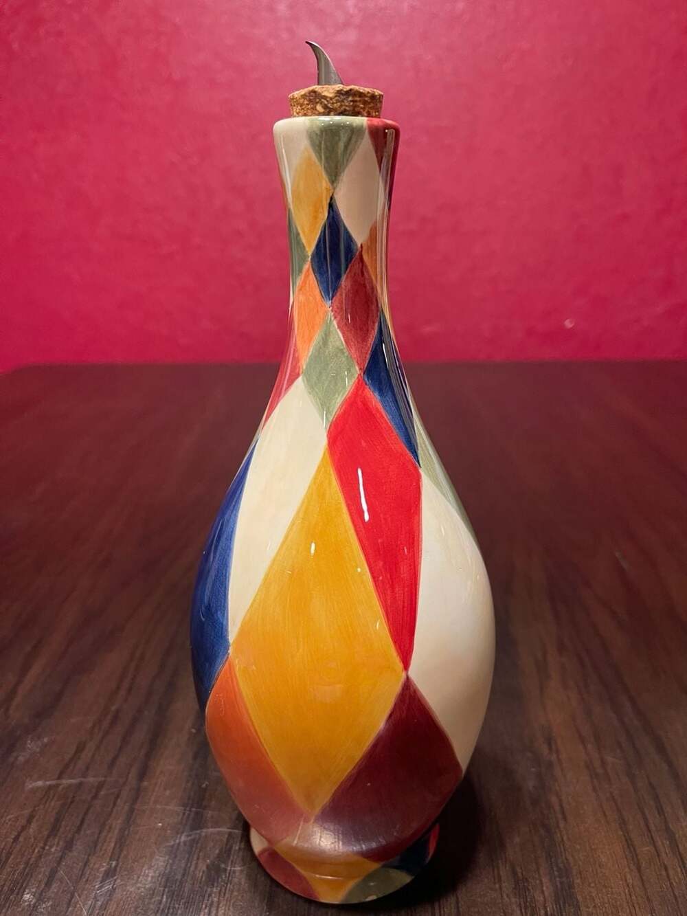 Artimino Ciao Harlequin Oil Dispenser Bottle Multicolored Diamond